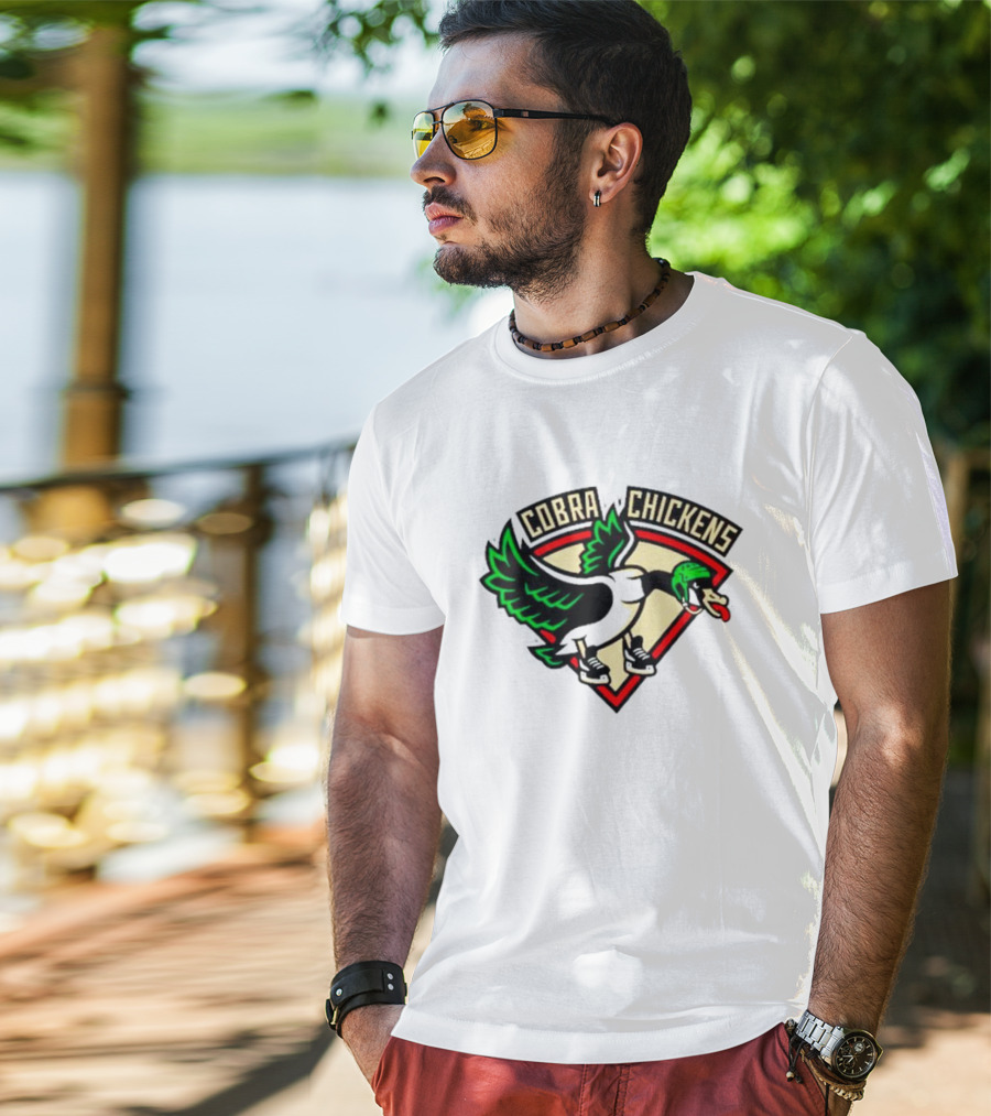 Cobra Chickens Sports Team Logo Hockey-Inspired Goose T-Shirt