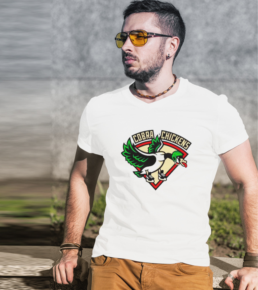 Cobra Chickens Sports Team Logo Hockey-Inspired Goose T-Shirt