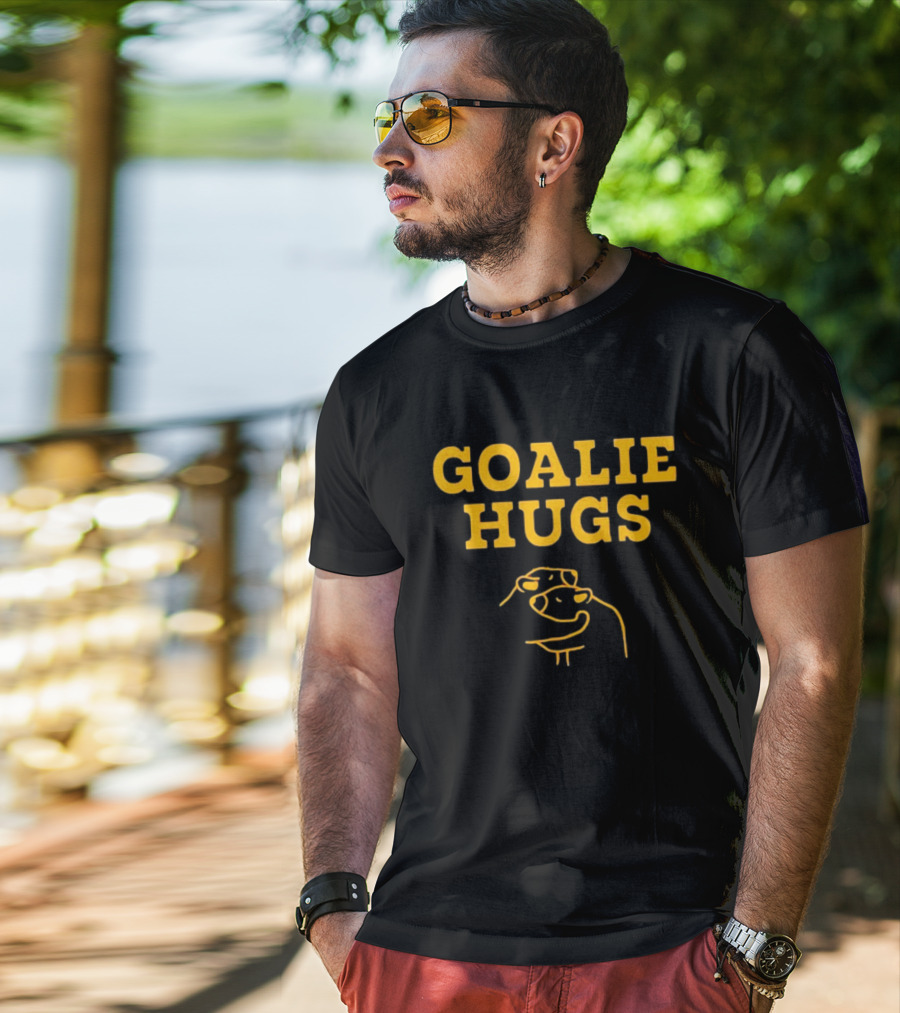 GOALIE HUGS Hockey Embrace Drawing T-Shirt