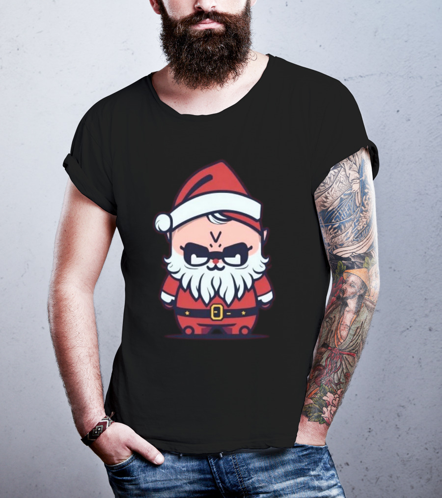 Happy Merry Christmas Kawaii Cool Santa Claus Cute Chibi Draw T-Shirt