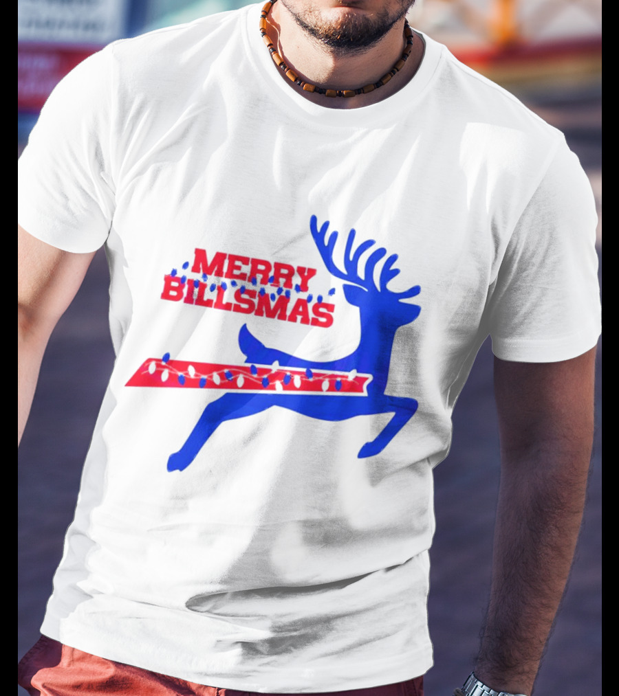 Merry Billsmas Reindeer Xmas Lights Buffalo T-Shirt