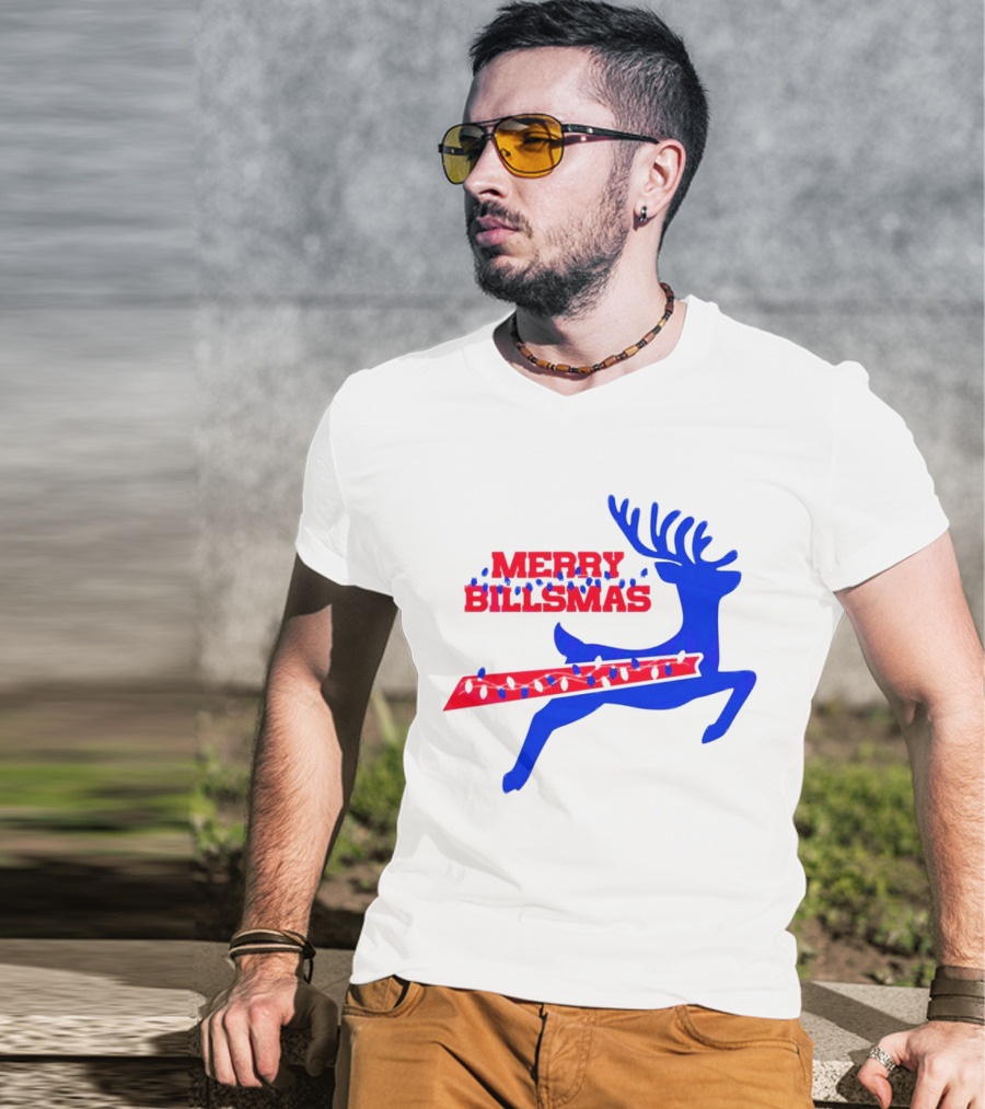 Merry Billsmas Reindeer Xmas Lights Buffalo T-Shirt
