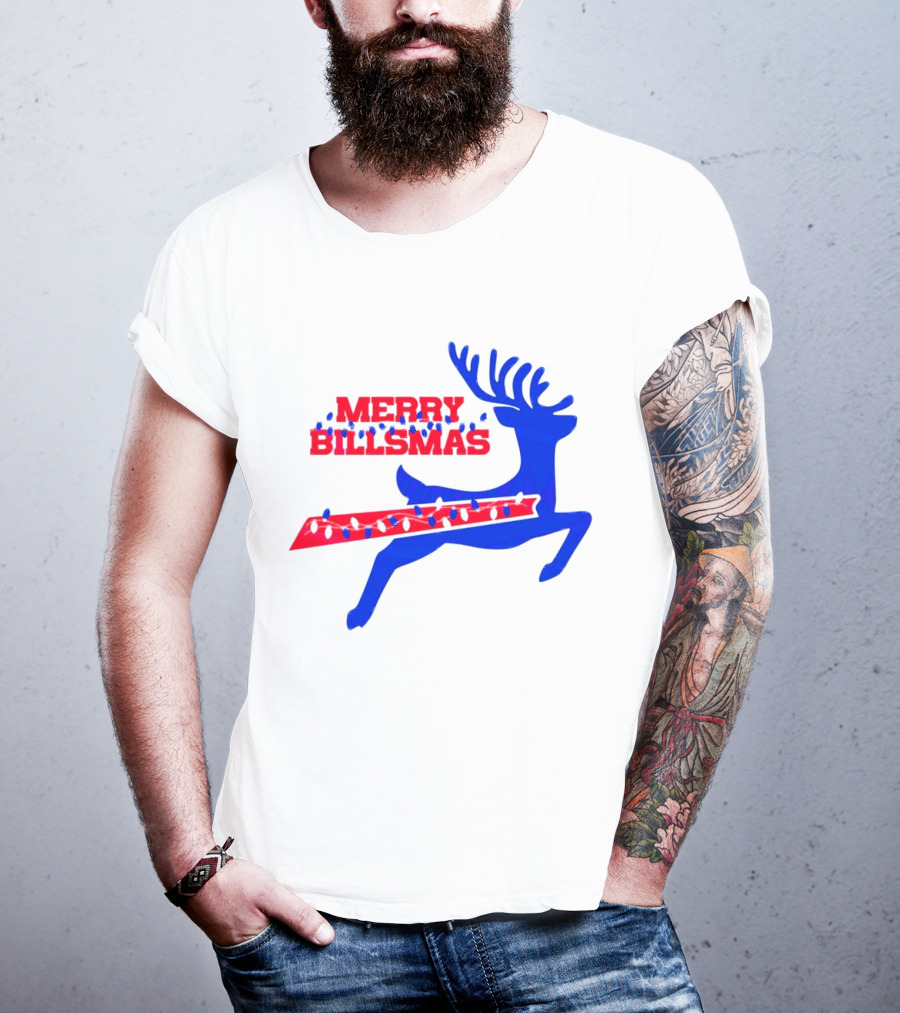 Merry Billsmas Reindeer Xmas Lights Buffalo T-Shirt