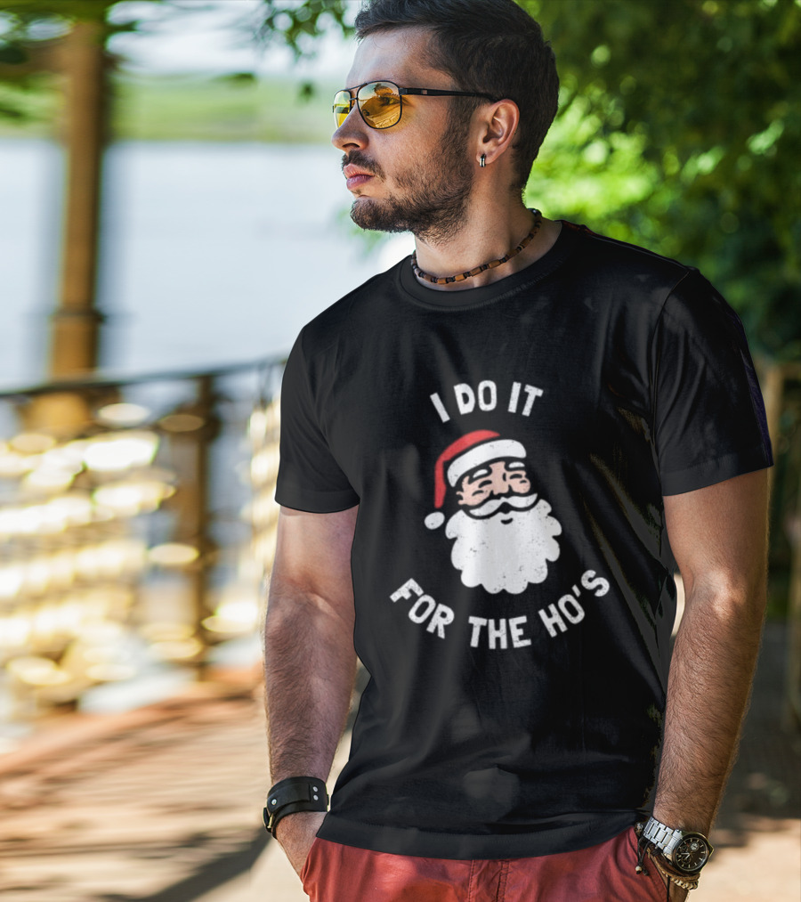 Merry Christmas Santa Claus I Do It For The Ho’s Santa Hat T-Shirt