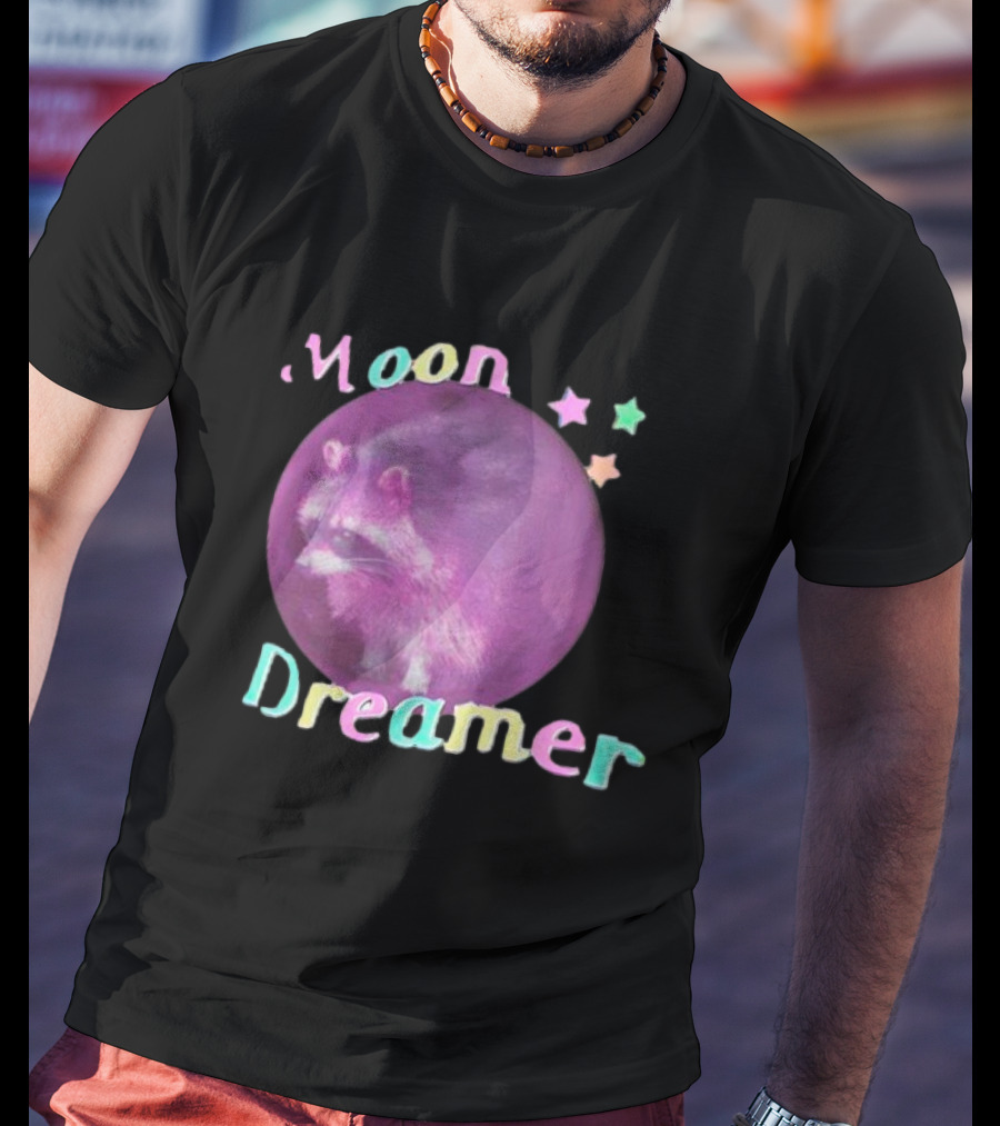 Moon Dreamer Raccoon Pastel Stars T-Shirt