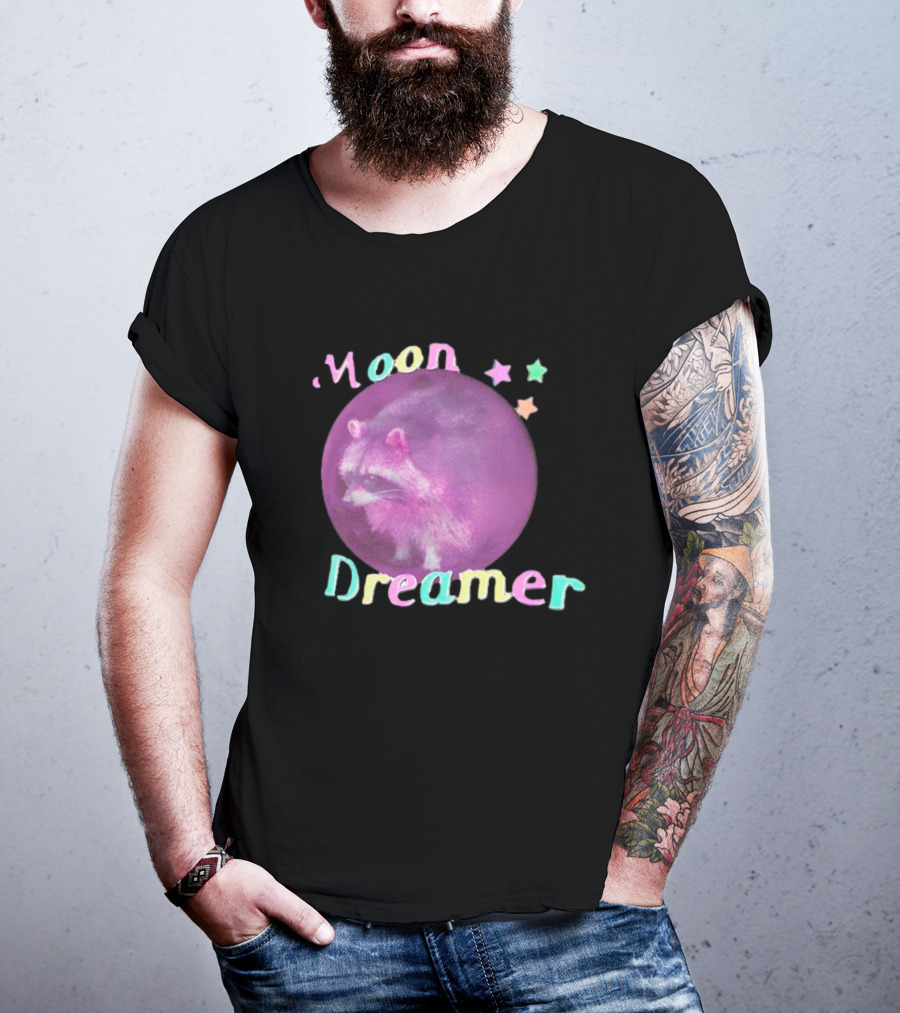 Moon Dreamer Raccoon Pastel Stars T-Shirt
