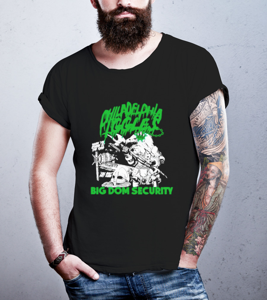 Philadelphia Iggles Big Dom Security Comic-Style Green T-Shirt