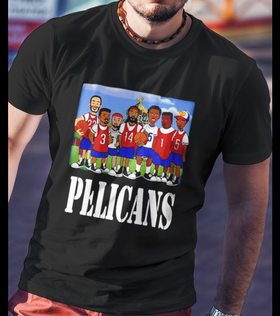 Recess Cartoon Style Characters With Basketball Jerseys Pelicans T-Shirt