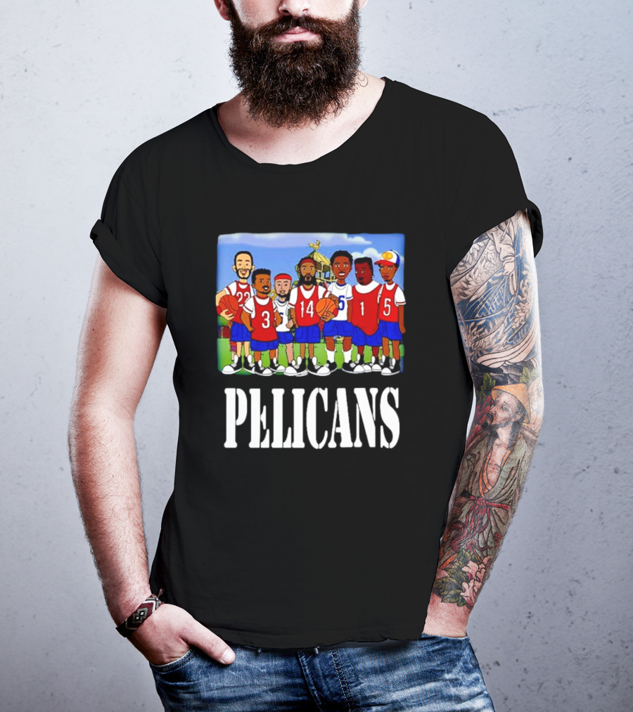 Recess Cartoon Style Characters With Basketball Jerseys Pelicans T-Shirt