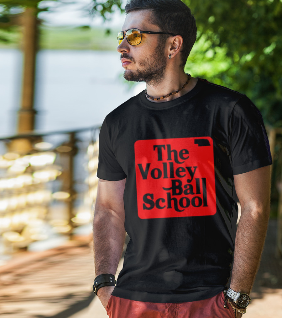 The Volleyball School Nebraska Red Square Text T-Shirt