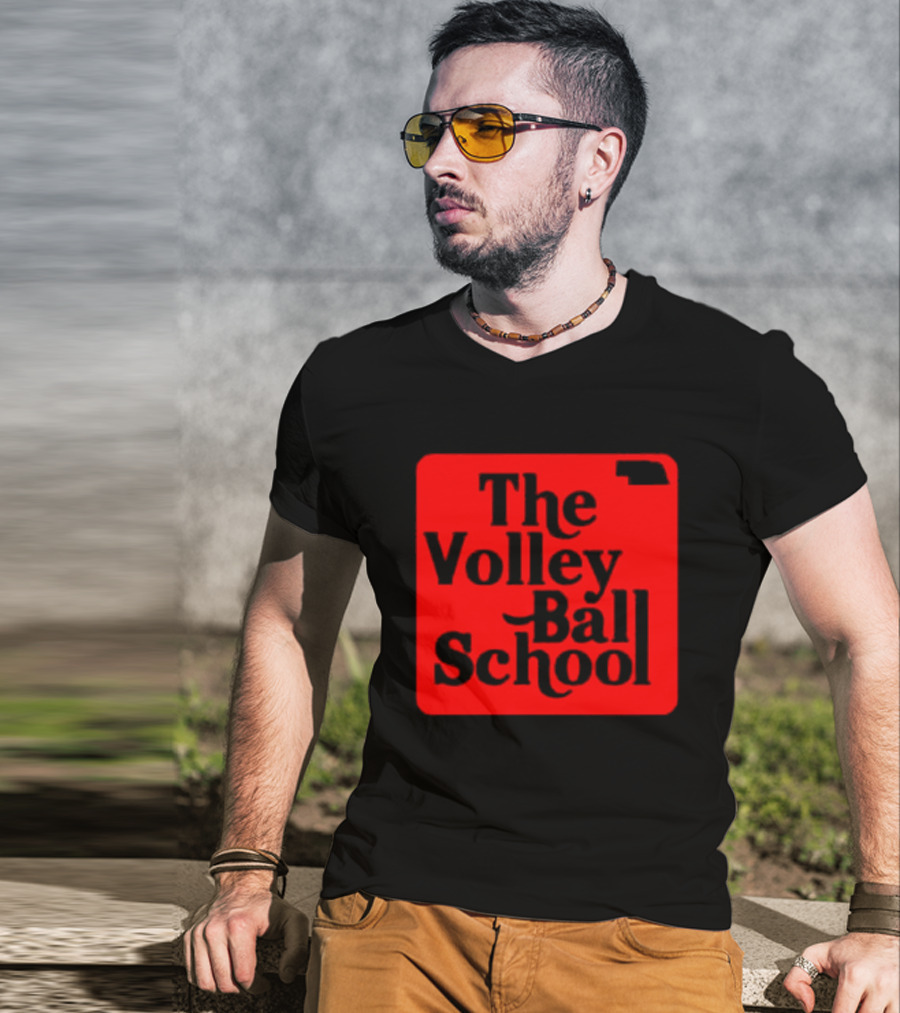 The Volleyball School Nebraska Red Square Text T-Shirt