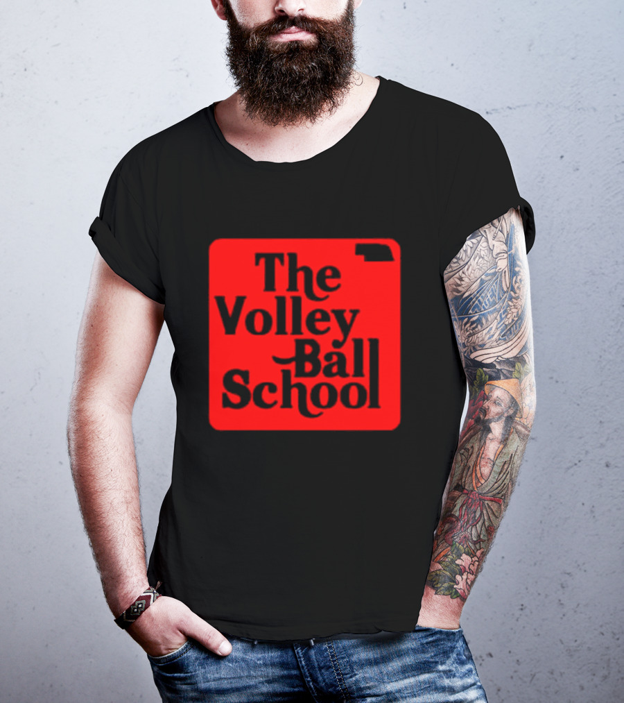 The Volleyball School Nebraska Red Square Text T-Shirt