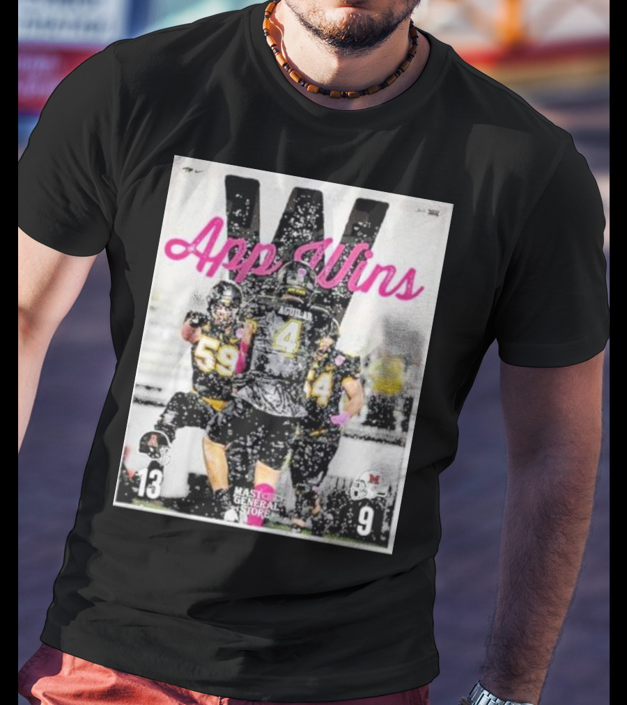 Appalachian State Mountaineers Football App Wins 13 9 Victory Celebration Football Players In Action T-Shirt