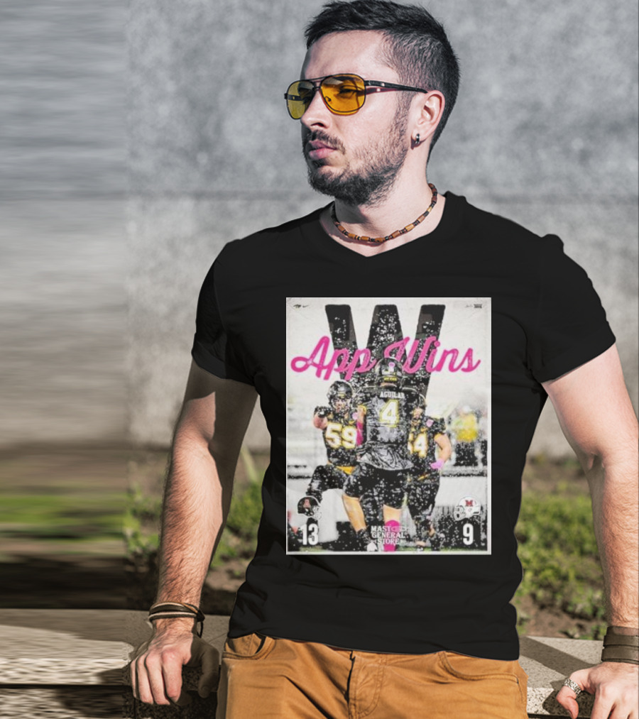 Appalachian State Mountaineers Football App Wins 13 9 Victory Celebration Football Players In Action T-Shirt