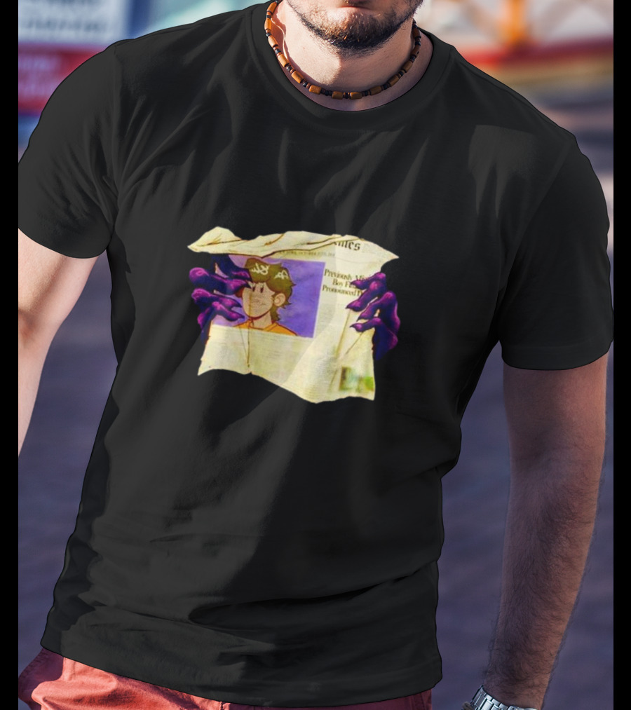 Graaavel’s Backstory Newspaper Cursed Hands Crowned Character T-Shirt