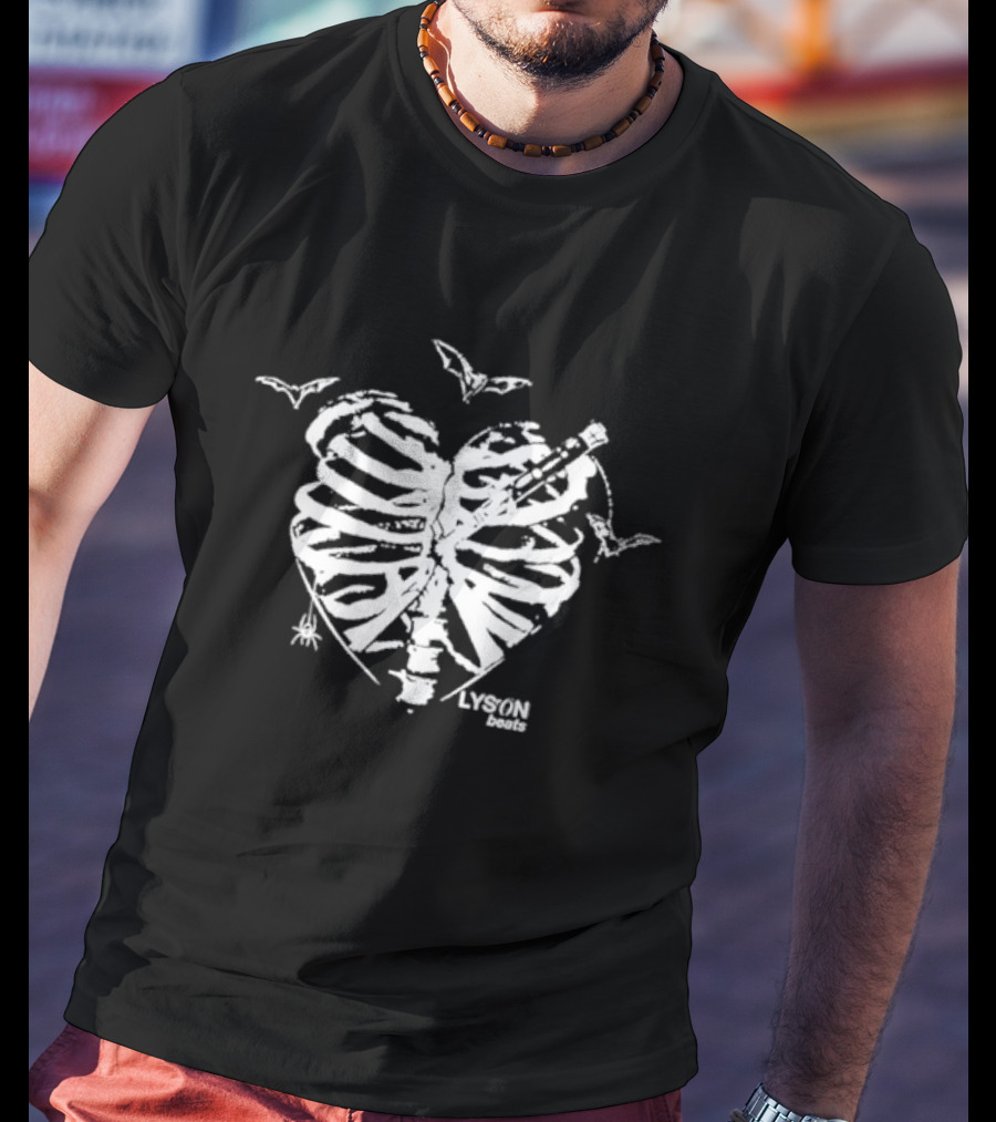 Lyson Beats Ribcage Heart With Bats And Spider T-Shirt