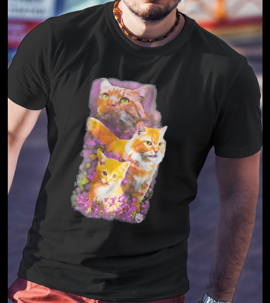 Opticgaming Scump Cat Trio Among Blossoms T-Shirt