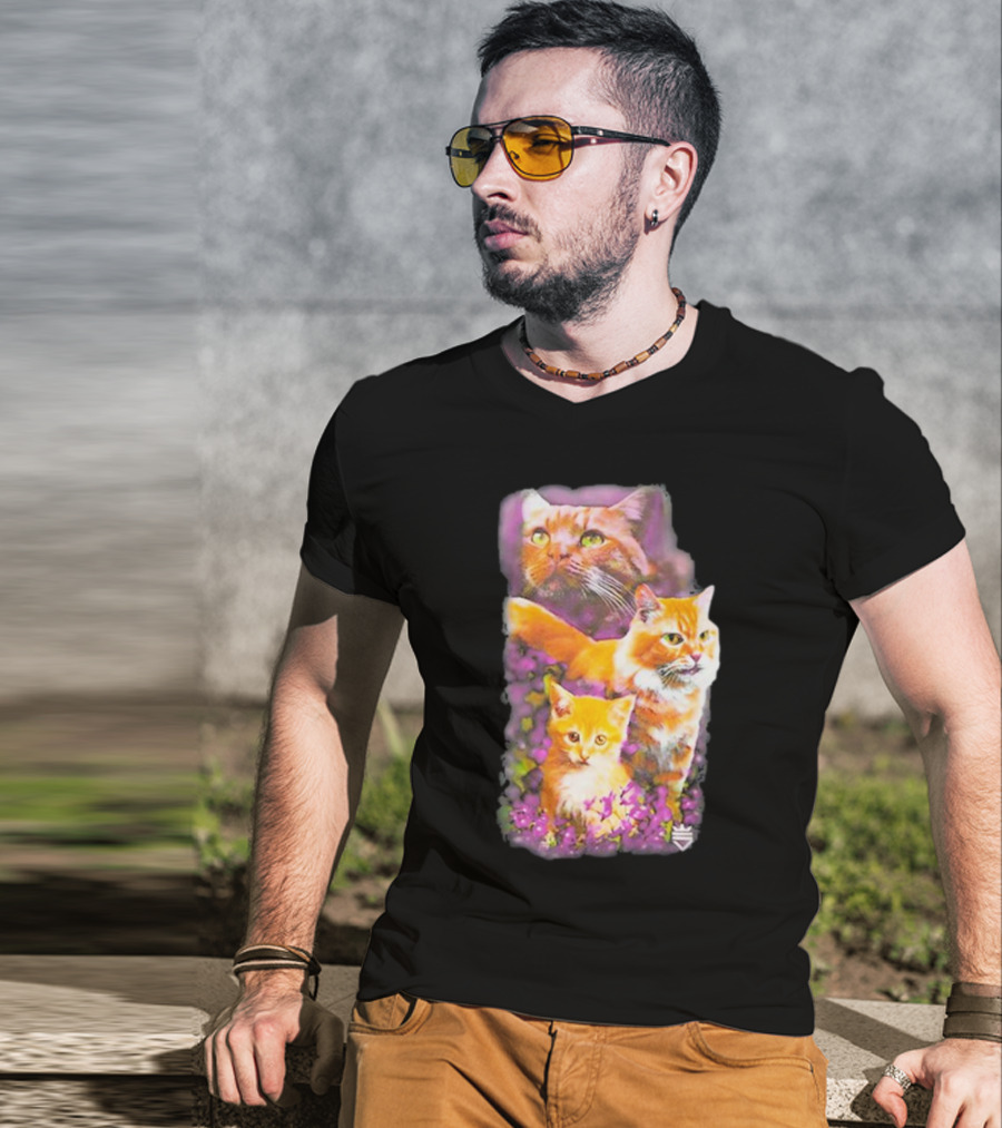 Opticgaming Scump Cat Trio Among Blossoms T-Shirt