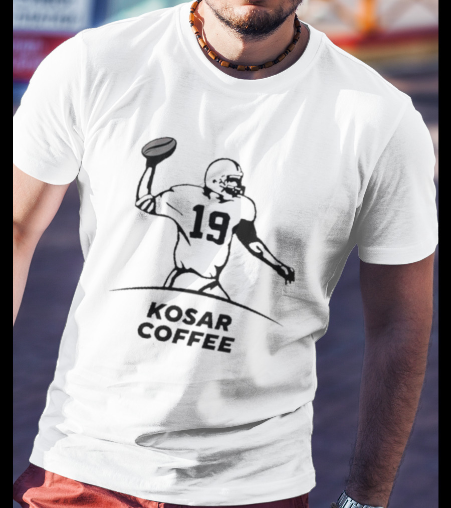 Kosar Coffee 19 Football Quarterback Throwing Ball T-Shirt