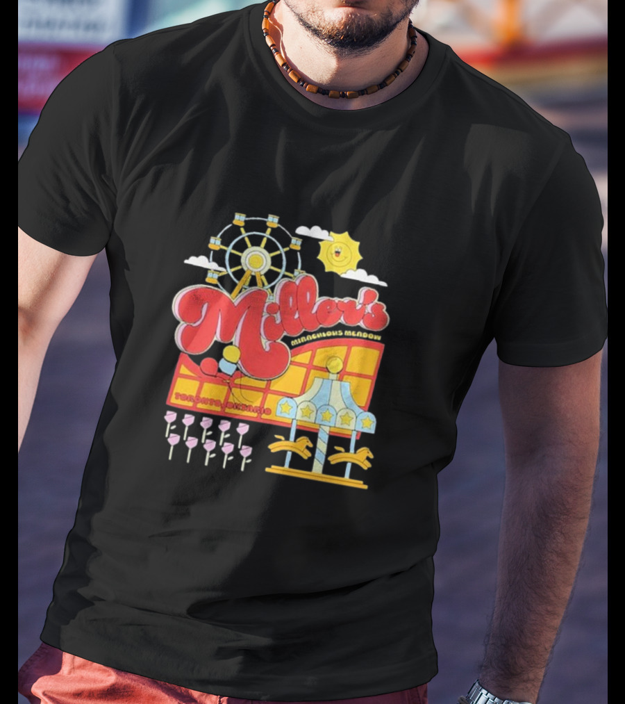 Miller's Miraculous Meadow Toronto Ontario Ferris Wheel Carousel Sun And Clouds T-Shirt