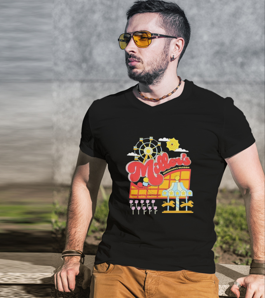 Miller's Miraculous Meadow Toronto Ontario Ferris Wheel Carousel Sun And Clouds T-Shirt