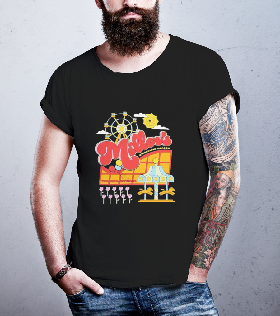 Miller's Miraculous Meadow Toronto Ontario Ferris Wheel Carousel Sun And Clouds T-Shirt