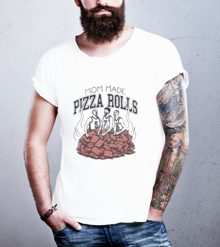 Mom Made Pizza Rolls Basketball Trio On Pizza Pile T-Shirt
