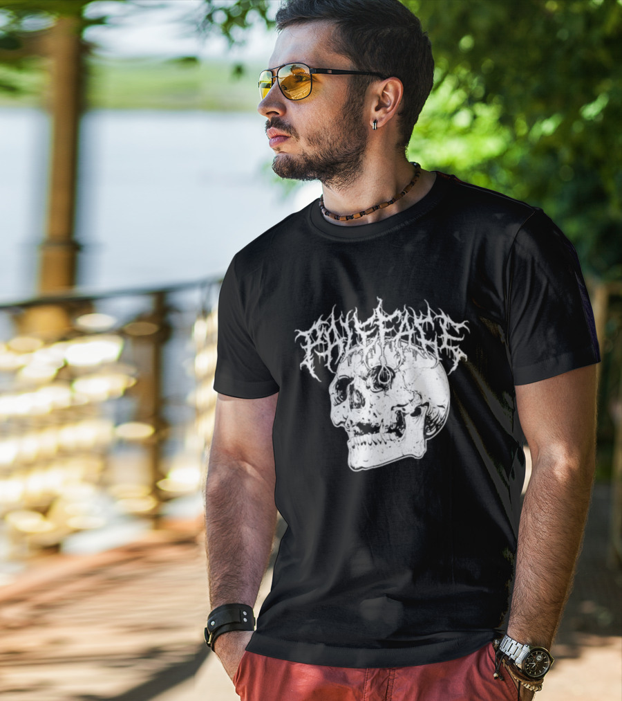 Paleface Skull Art With Gothic Script T-Shirt