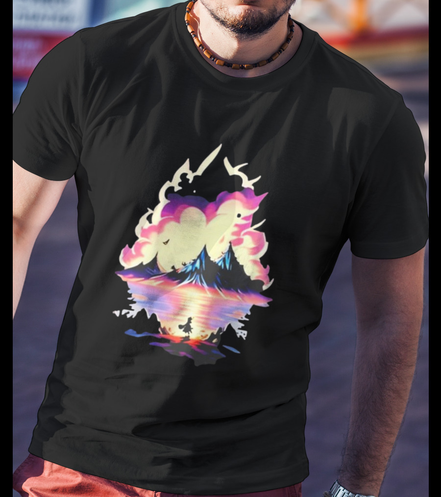 Fairy Tale Sight Comics Artwork Enchanted Landscape With Mountains And Reflection T-Shirt
