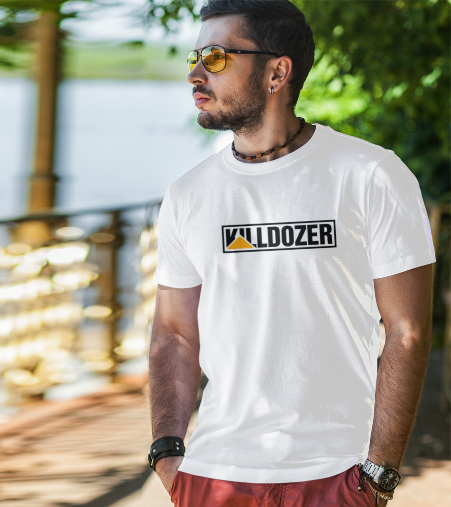 Killdozer Text With Yellow Triangle T-Shirt