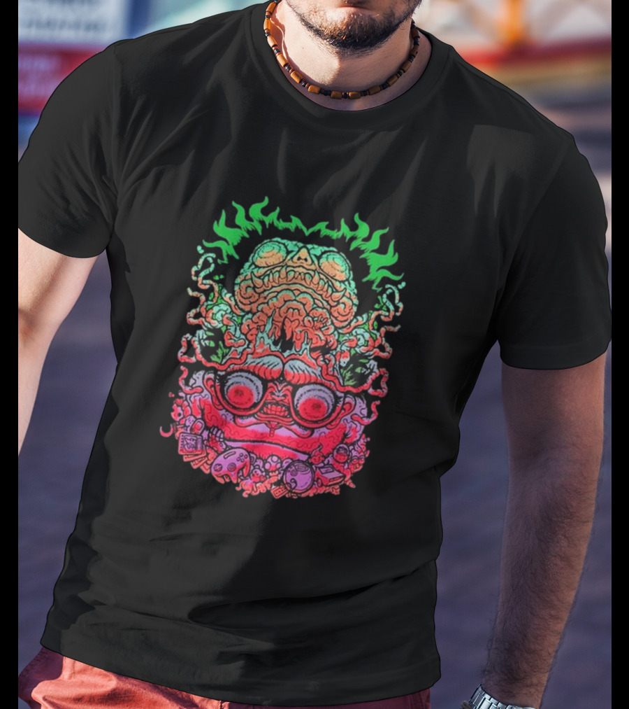 Papa Meat Psychedelic Skull Monster Stack T-Shirt