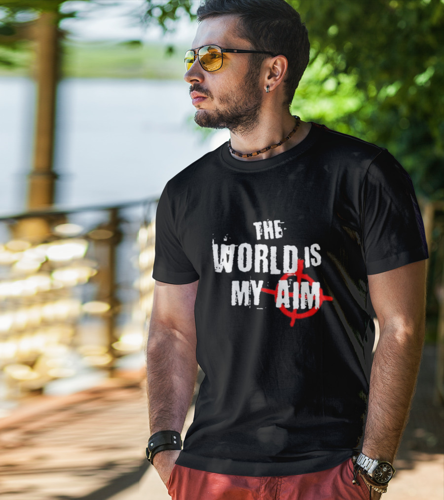 The World Is My Aim Vintage Black And White With Red Target Circle T-Shirt