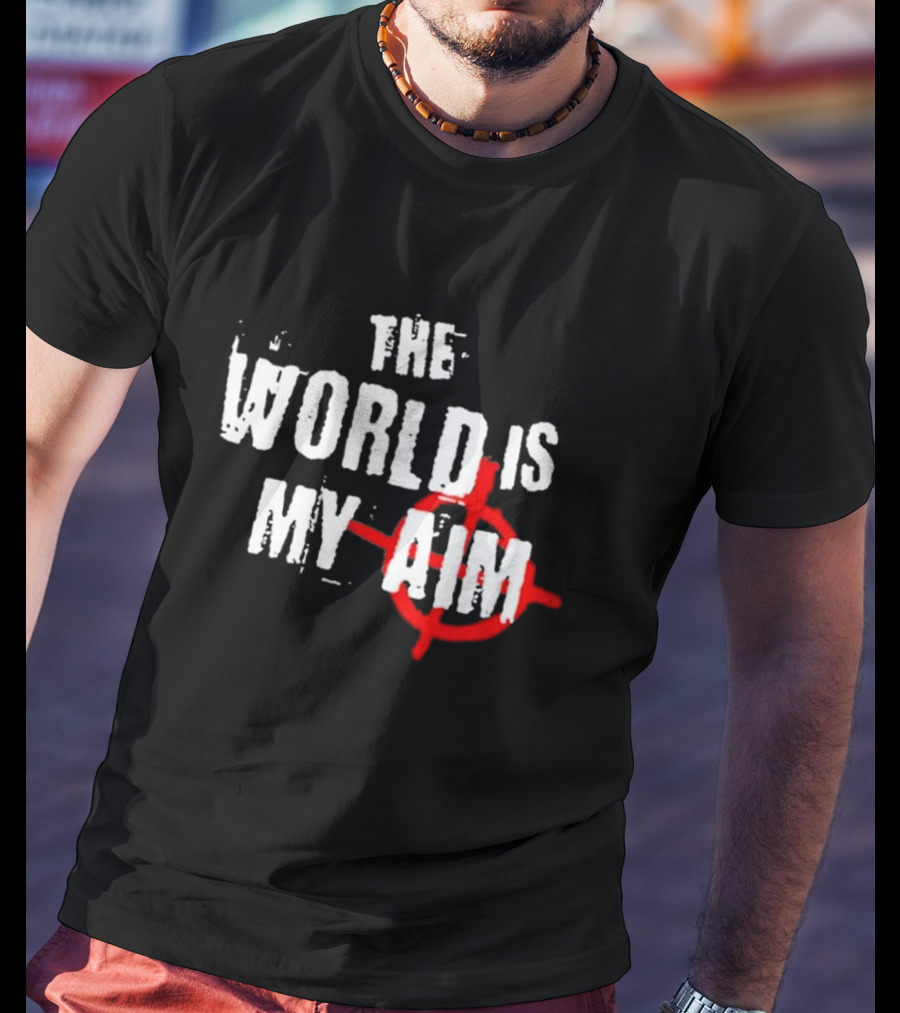 The World Is My Aim Vintage Black And White With Red Target Circle T-Shirt
