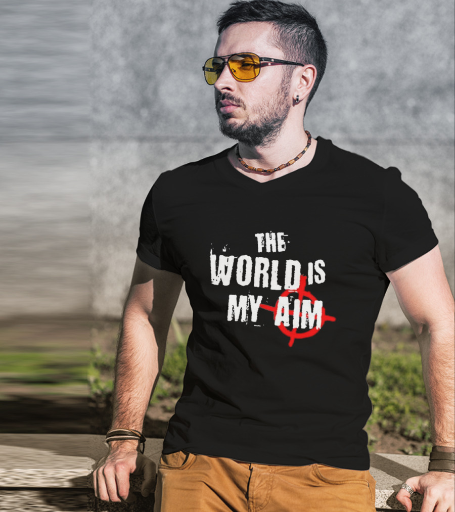 The World Is My Aim Vintage Black And White With Red Target Circle T-Shirt