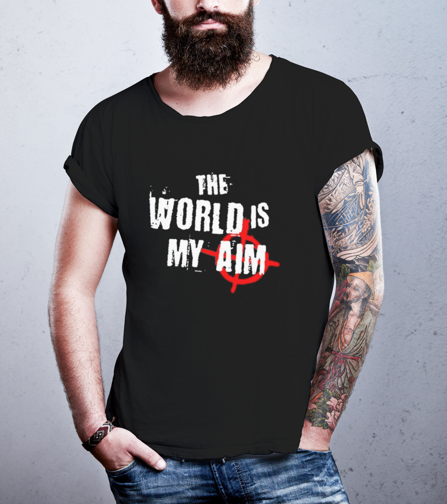 The World Is My Aim Vintage Black And White With Red Target Circle T-Shirt