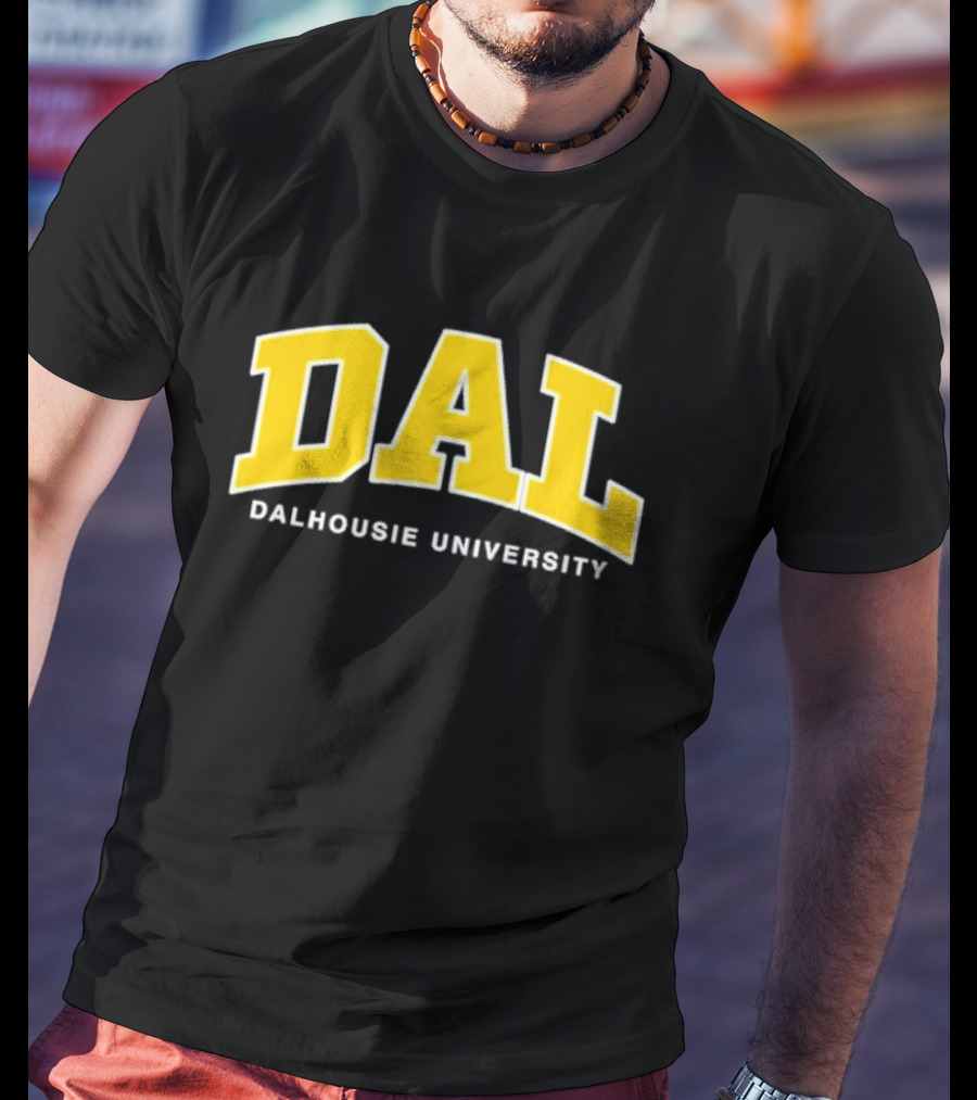 DAL Dalhousie University Yellow Arch Text T-Shirt