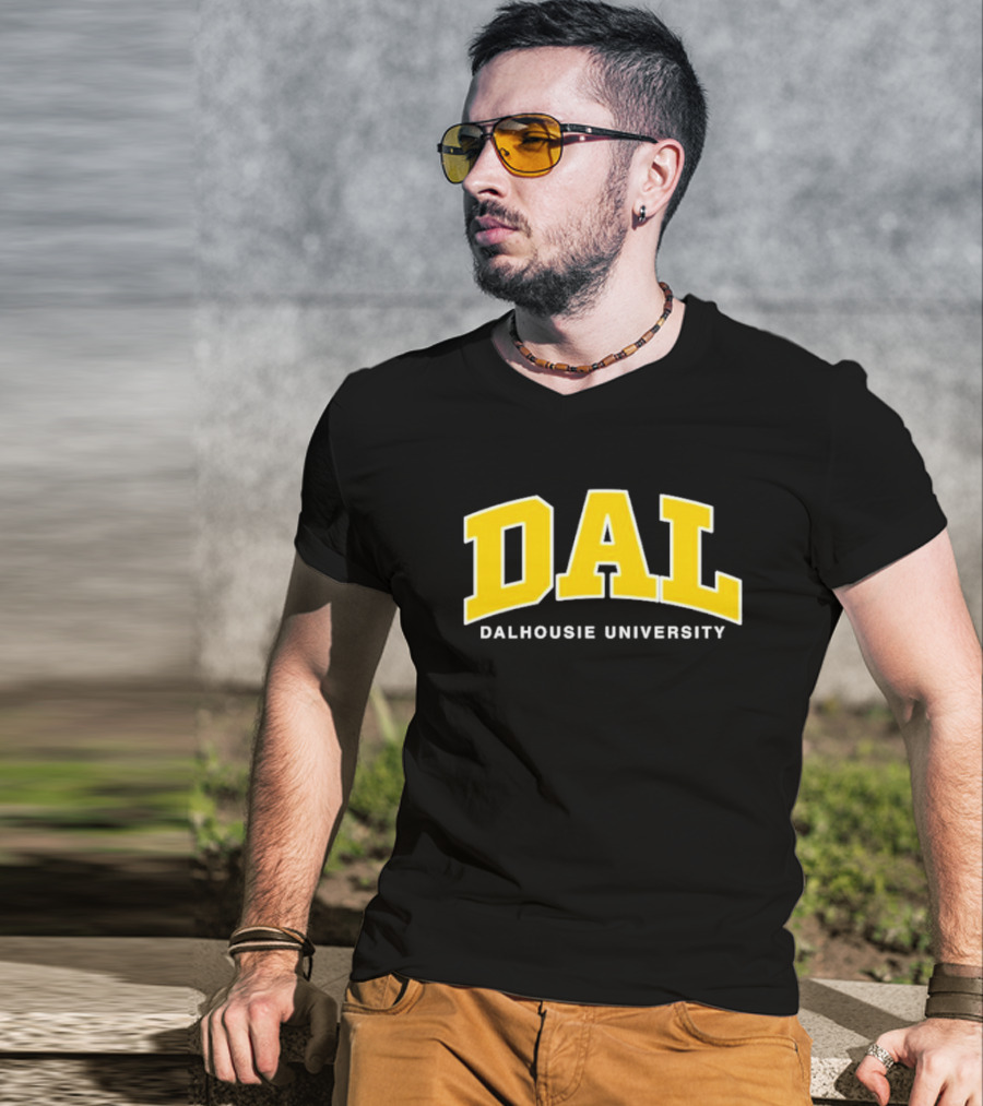 DAL Dalhousie University Yellow Arch Text T-Shirt