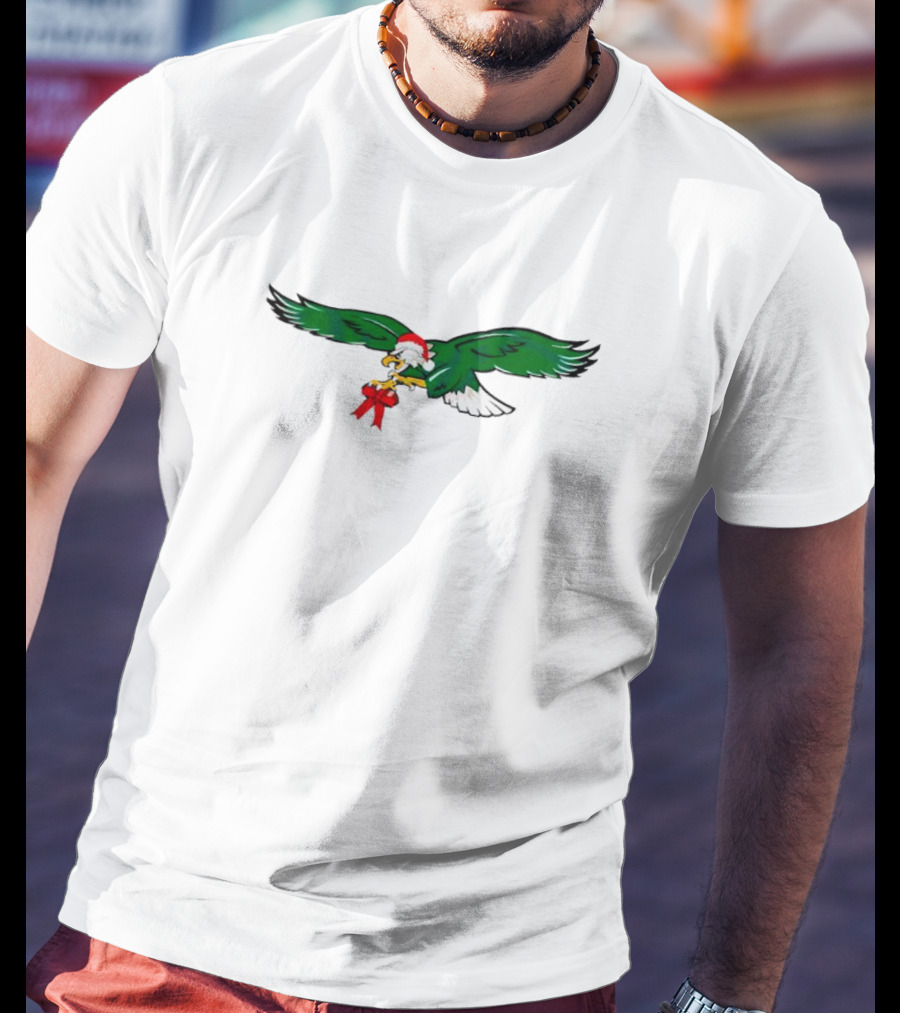 Philadelphia Eagles Christmas Santa Hat Football T-Shirt