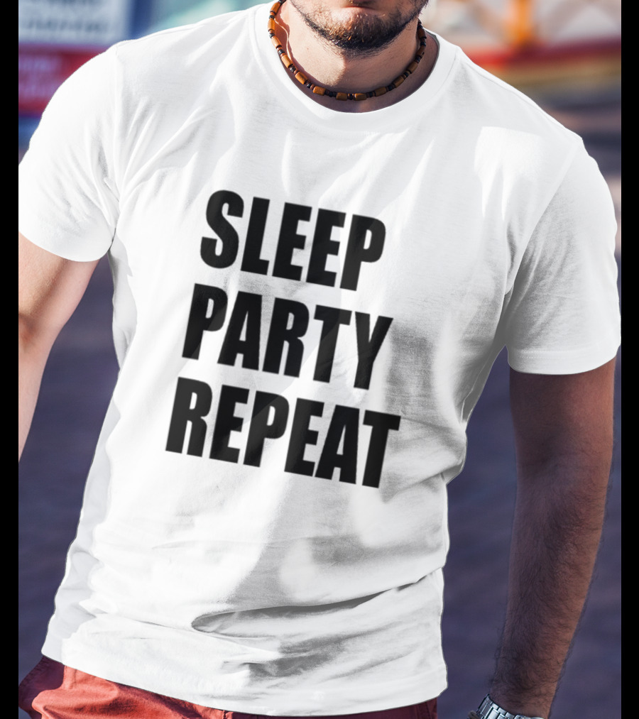 Sleep Party Repeat Slogan Black минималистичний дизайн T-Shirt