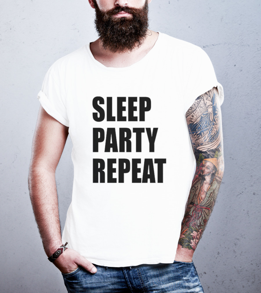 Sleep Party Repeat Slogan Black минималистичний дизайн T-Shirt
