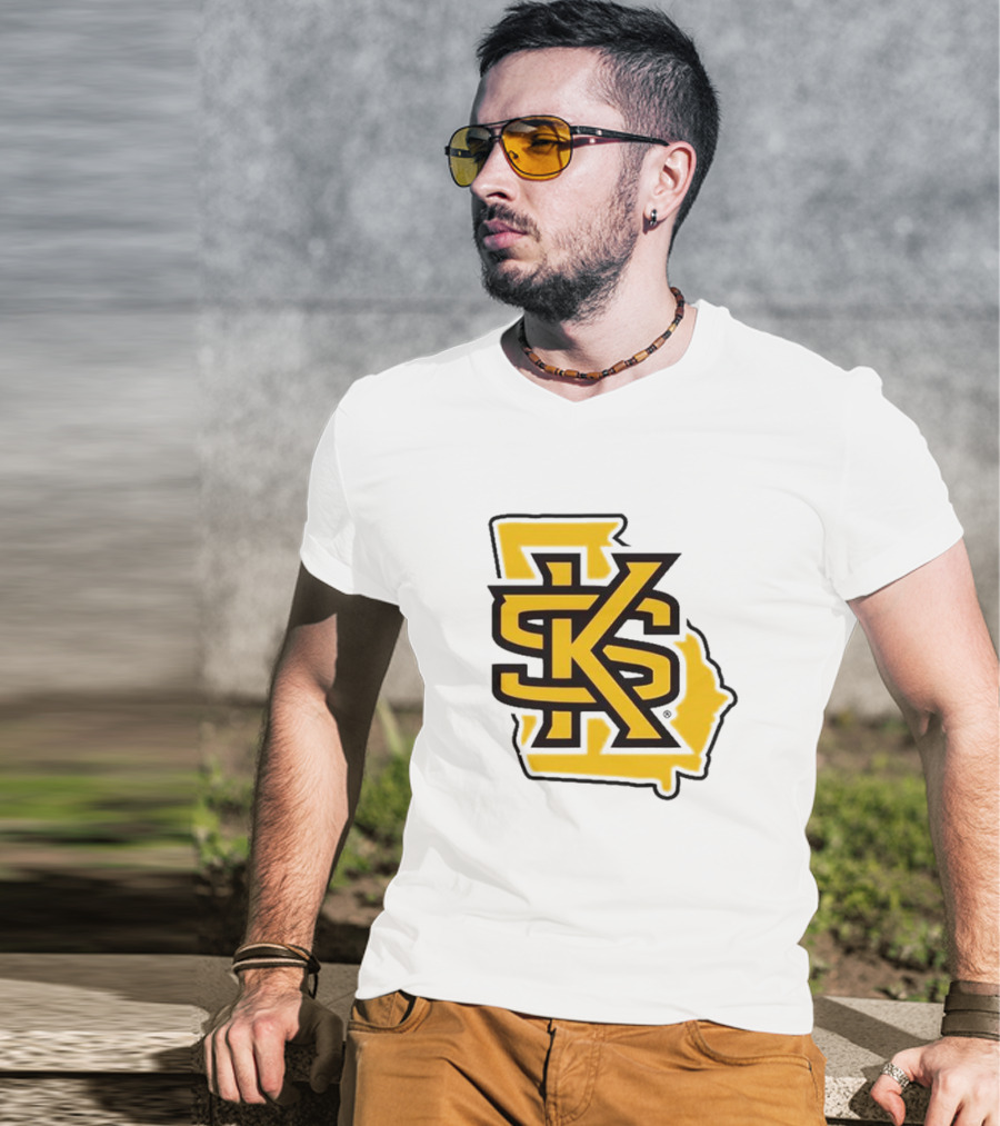KSU Athletics Black And Gold Georgia Map T-Shirt