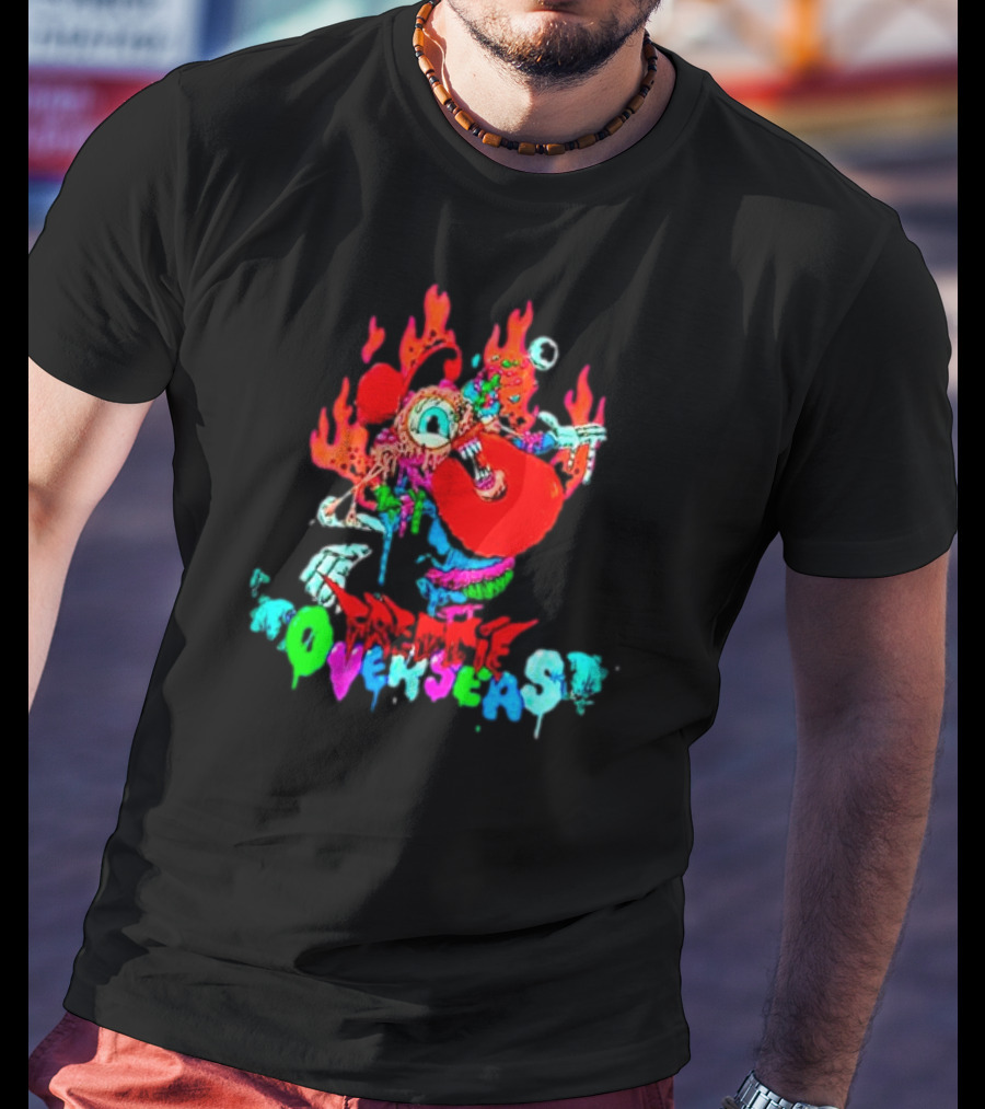 Freddie Overseas Flaming Cartoon Character Multicolor T-Shirt