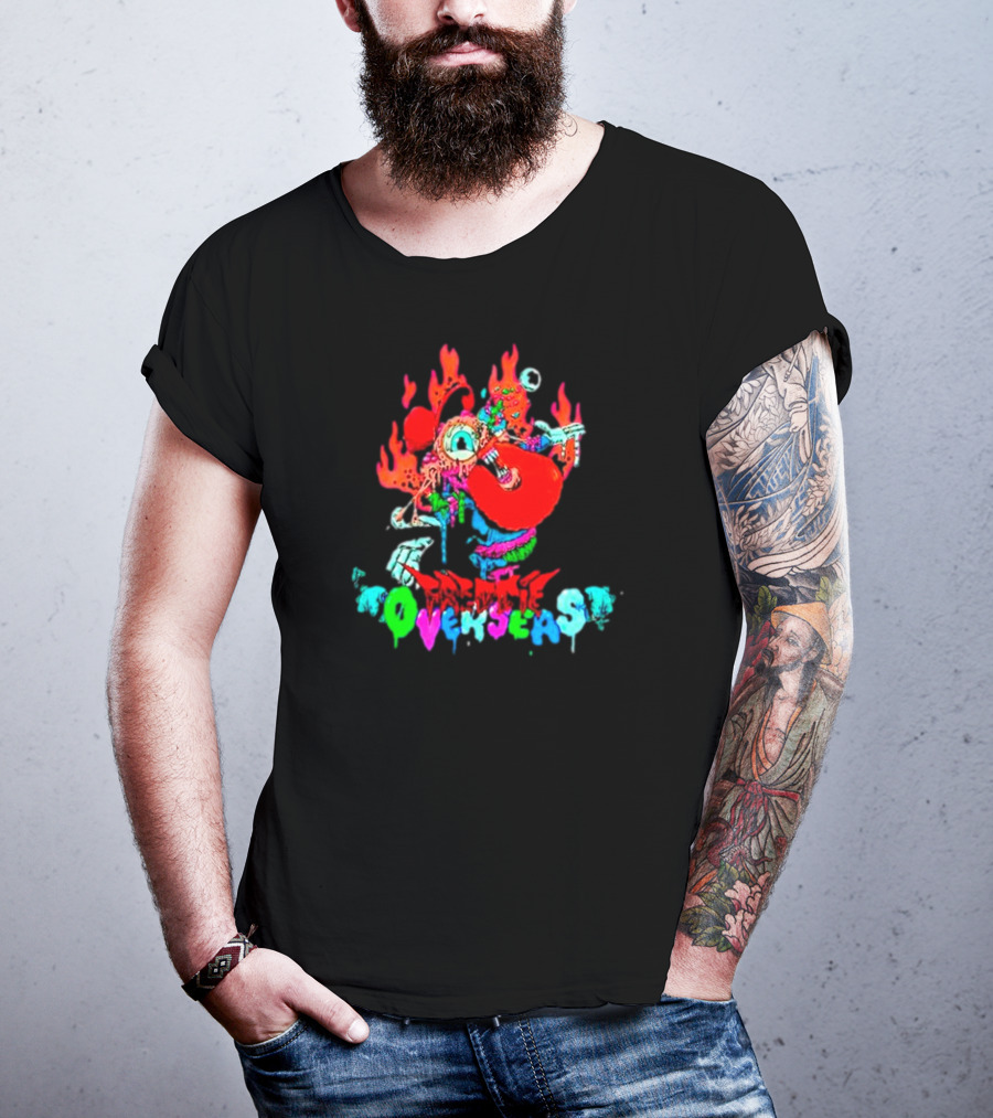 Freddie Overseas Flaming Cartoon Character Multicolor T-Shirt