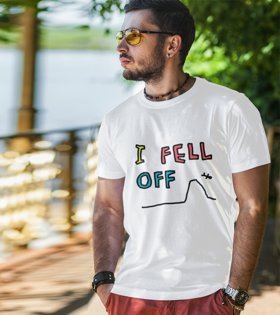 I Fell Off Stick Figure Falling Off Hill T-Shirt