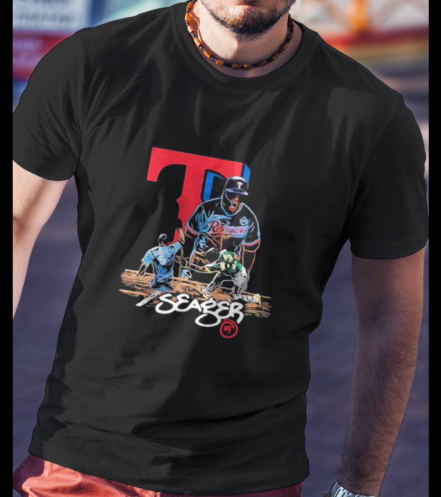 Texas Rangers Seager Baseball Action T-Shirt