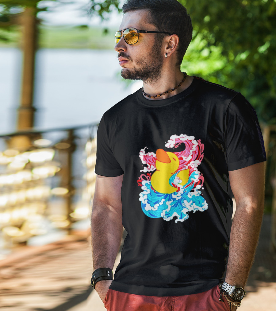 39Daph Duck Waves Red Blue T-Shirt