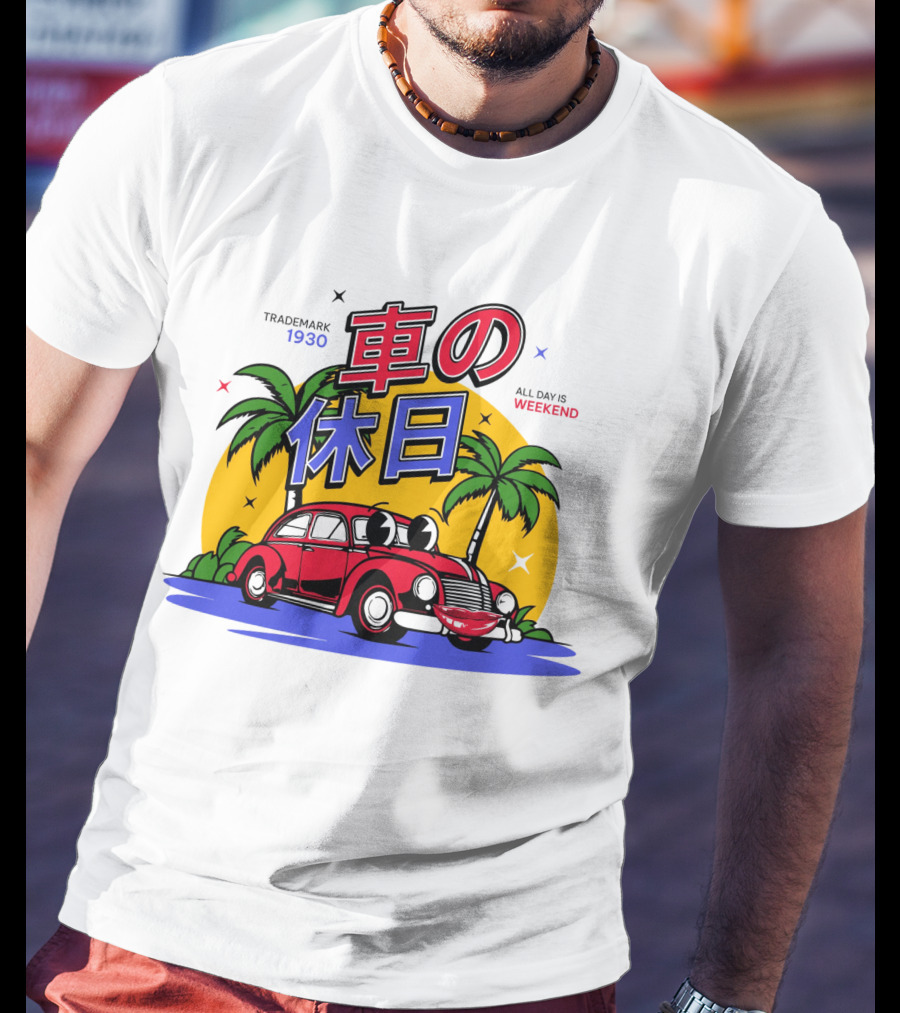 Trademark 1930 Car Holiday All Days Weekend Palm Trees T-Shirt