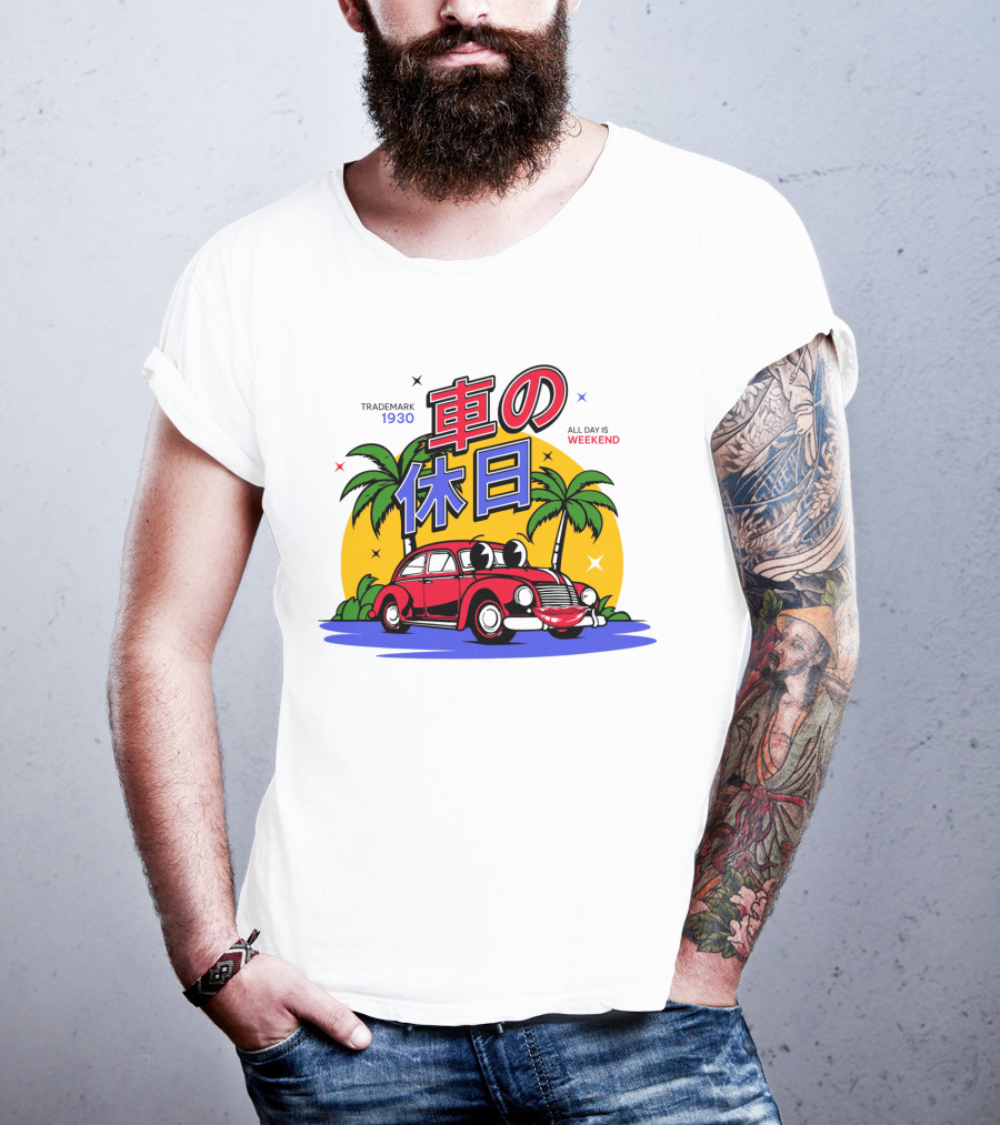 Trademark 1930 Car Holiday All Days Weekend Palm Trees T-Shirt