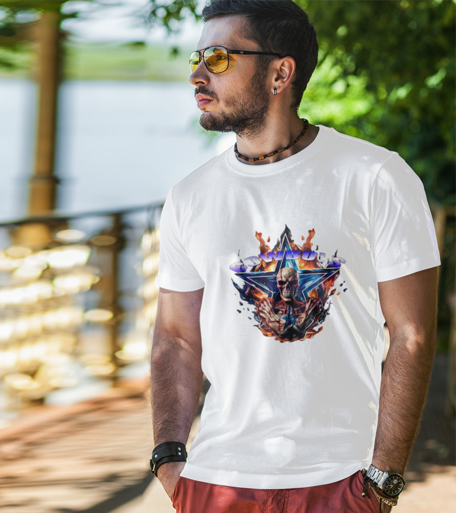 Cowboys Skeleton Star Flames T-Shirt