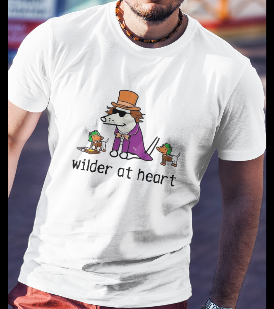 Wilder At Heart Dog In Orange Hat And Purple Outfit With Two Small Dogs T-Shirt